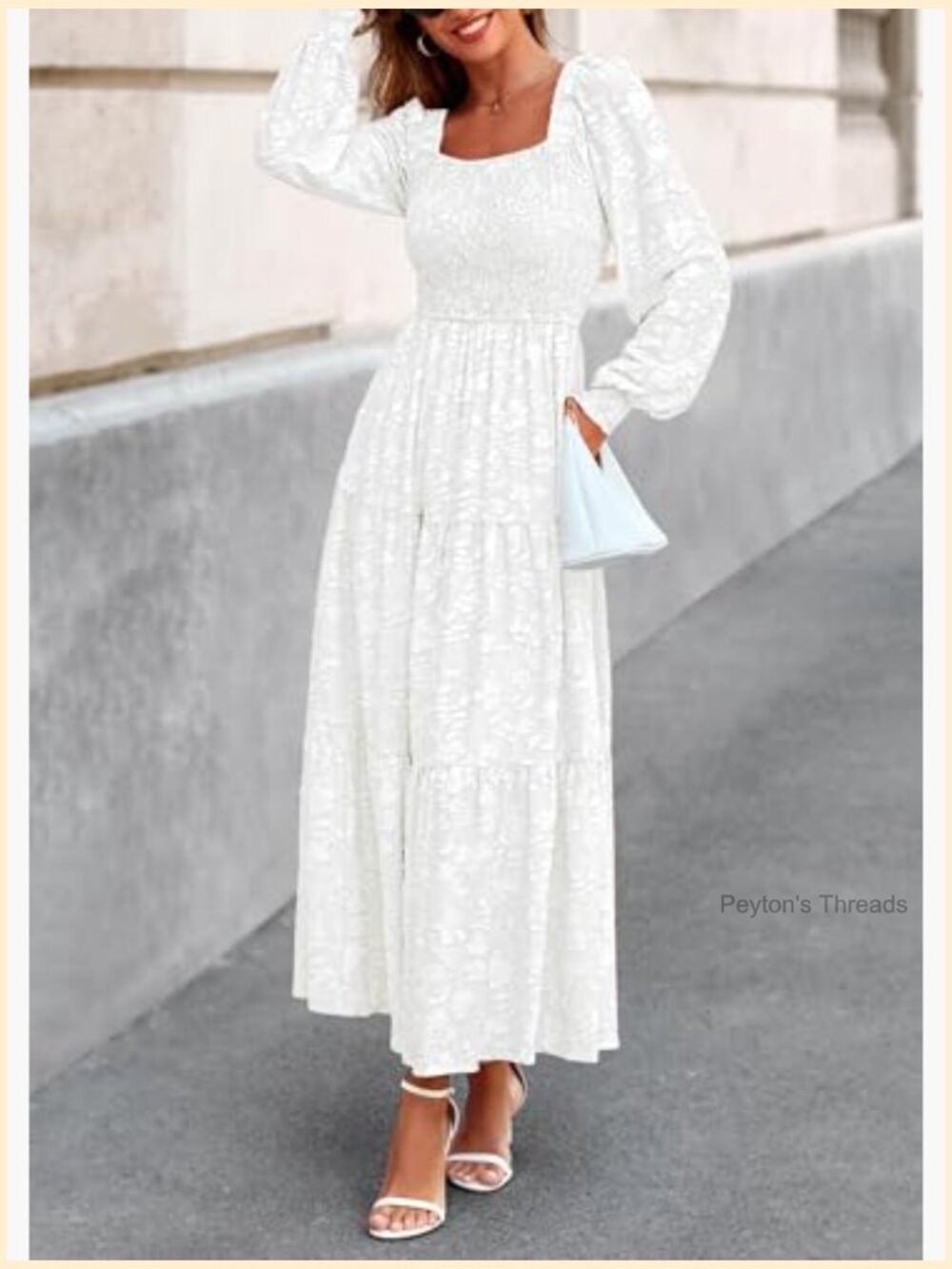 Long Sleeve Smocked Floral Maxi Dress with Pockets - Picture 6 of 7